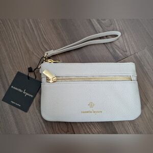 Nanette Lepore Beige Wristlet with Gold Accents